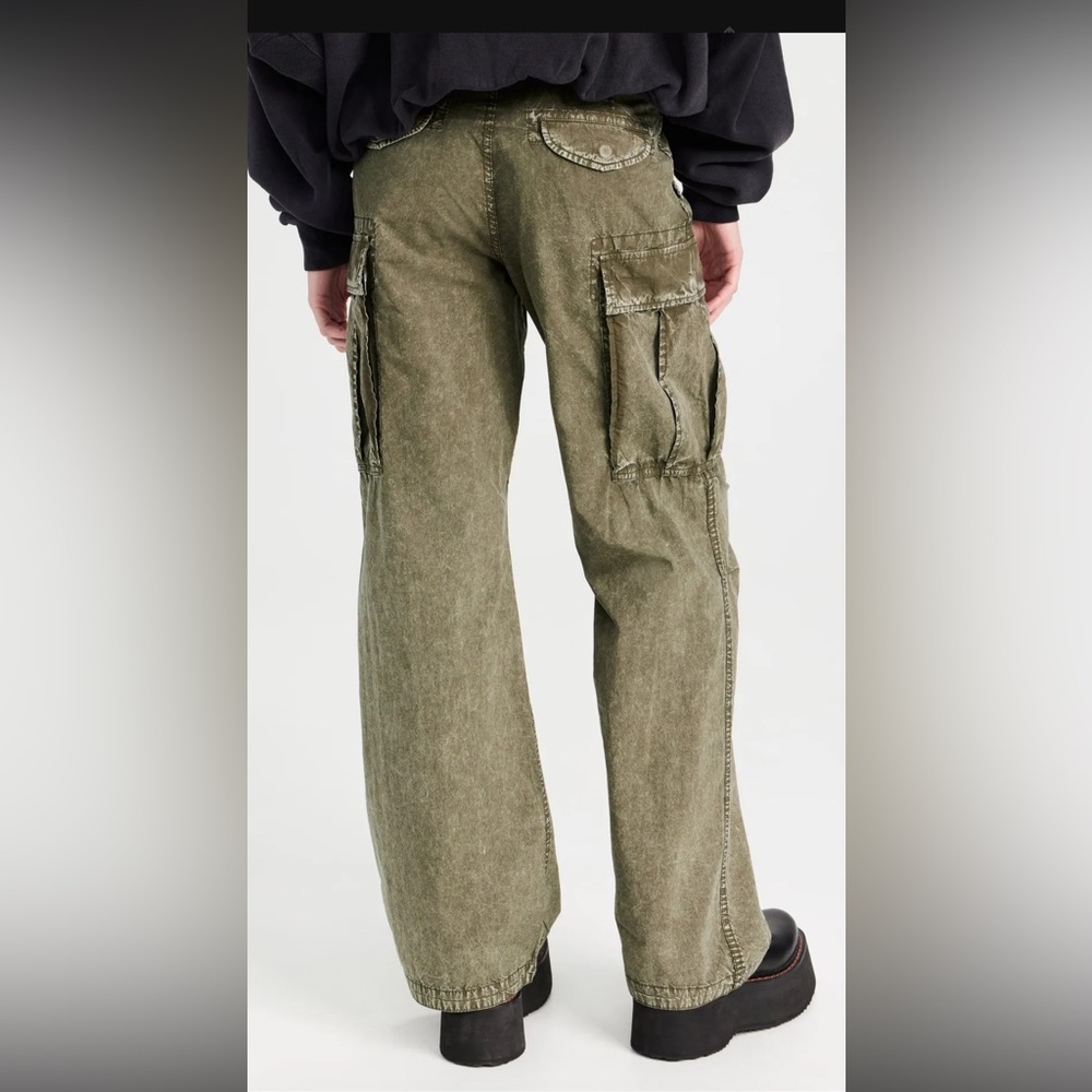 R13 Wide Leg Cargo Pants in GD Olive 28- Small Hole - Picture 3 of 16